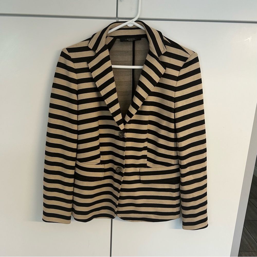 MaxMara Black and Tan Striped Tailored Blazer. size 10 - Picture 3 of 10